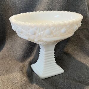 Milk Glass Compote Dish-Vintage